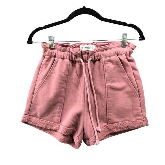 Abercrombie & Fitch Pink Sweat Shorts Womens S High Rise Soft AF Drawstring - Picture 1 of 9